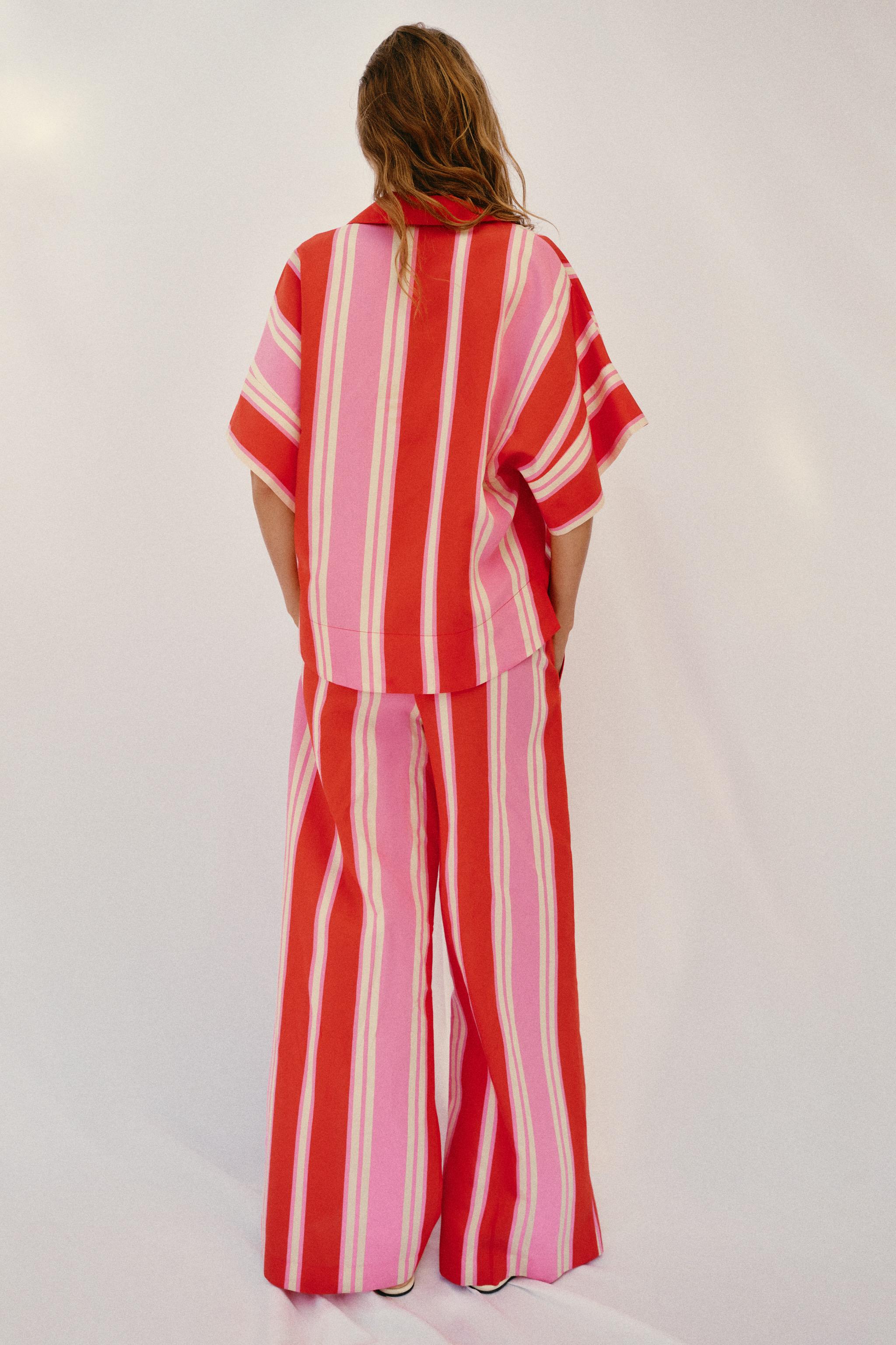 STRIPED WIDE LEG PANTS